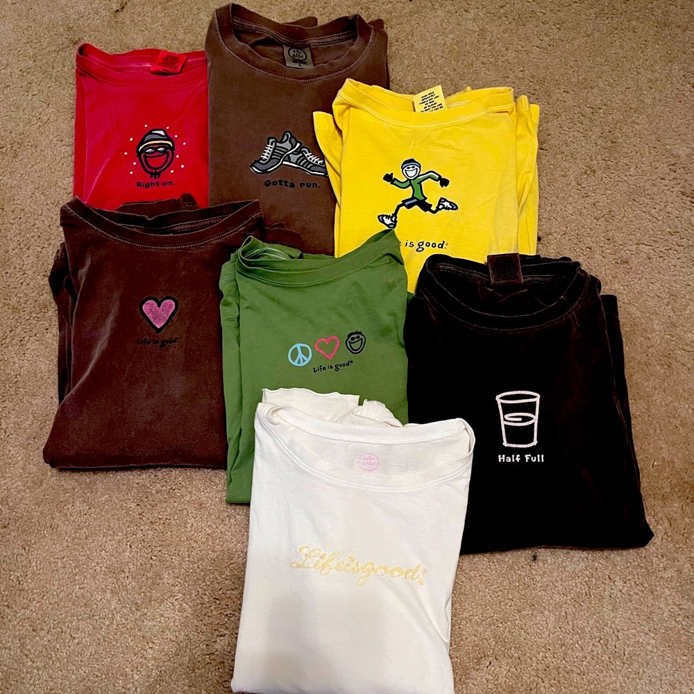 Life is Good shirts.  Group of 7. Mostly women’s size large.